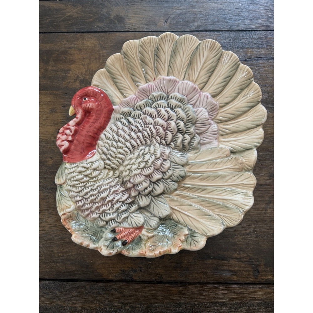 Kaldun & Bogle Ceramic Turkey Platter Hand Painted Thanksgiving